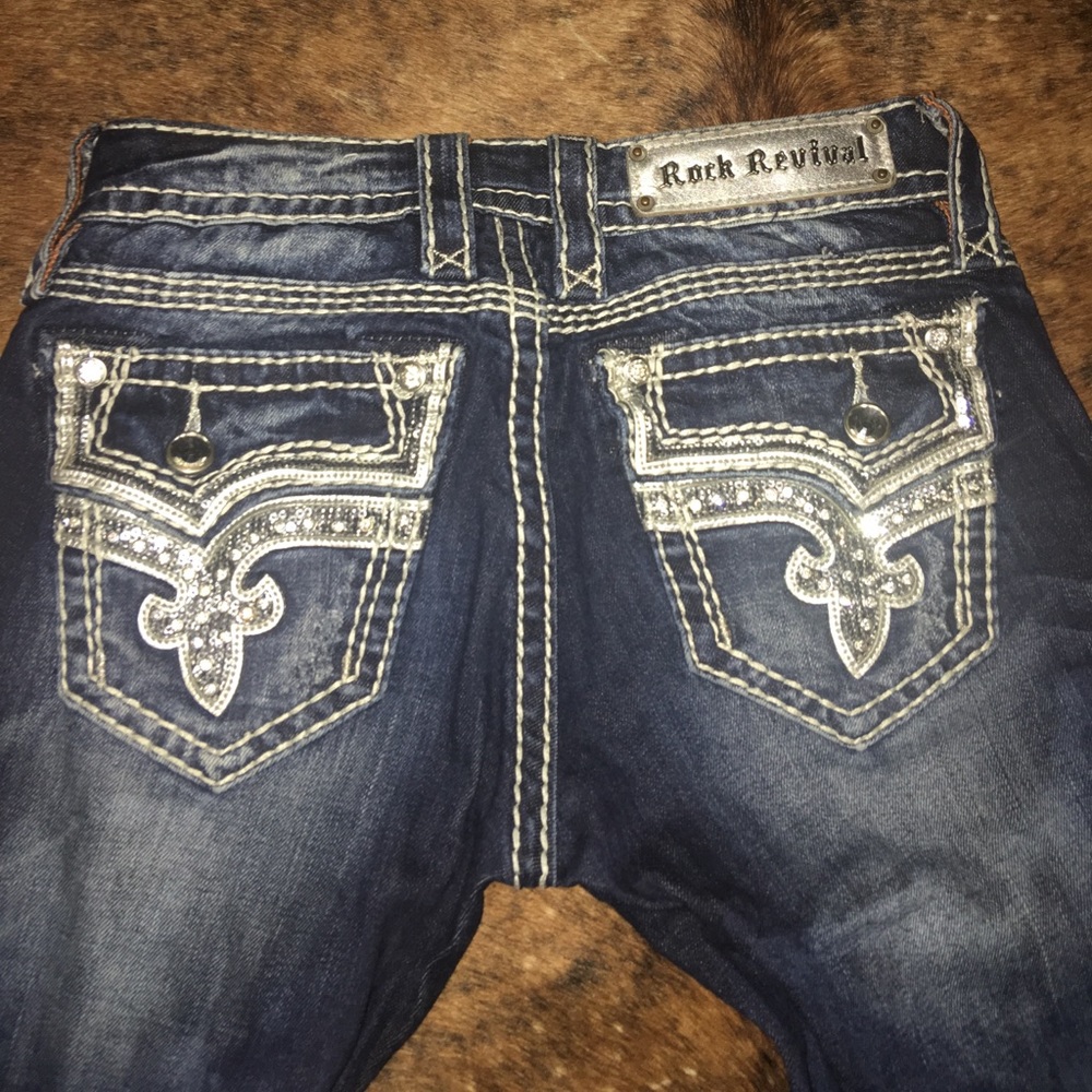 NWOT RARE Kai Rock Revival Silver Bling Jeans 25 - Picture 4 of 4